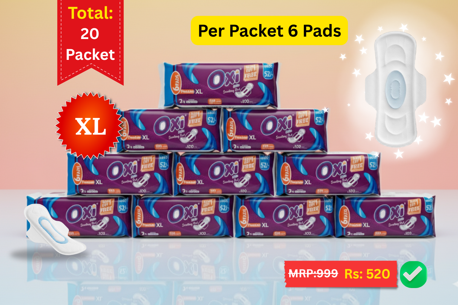 XL Oxi Brite Sanitary Pads 10 Packet